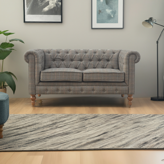 Multi Tweed 2 Seat Chesterfield sofa
