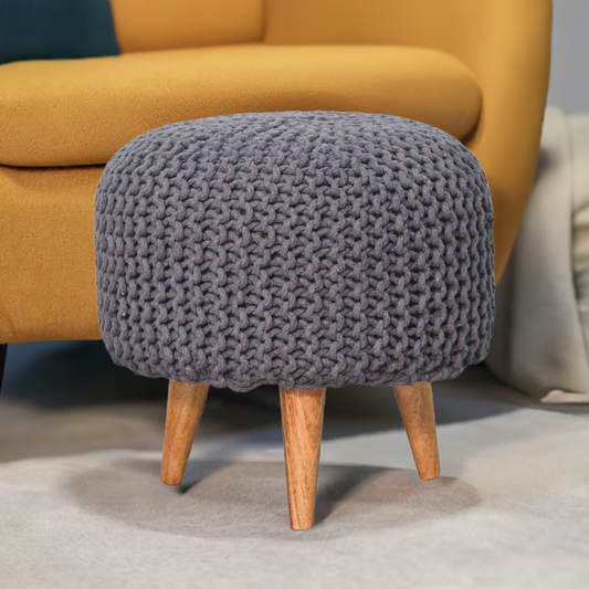 Keeva Grey Round Footstool