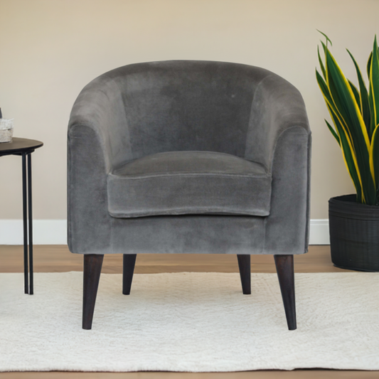 Grey Velvet Nordic Style Armchair