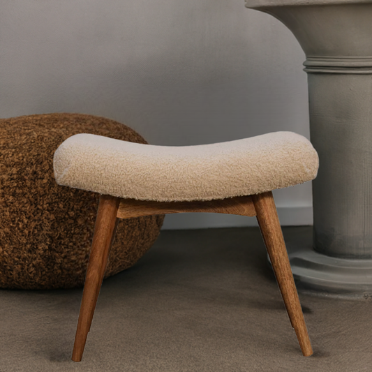 Boucle Cream Curved Bench
