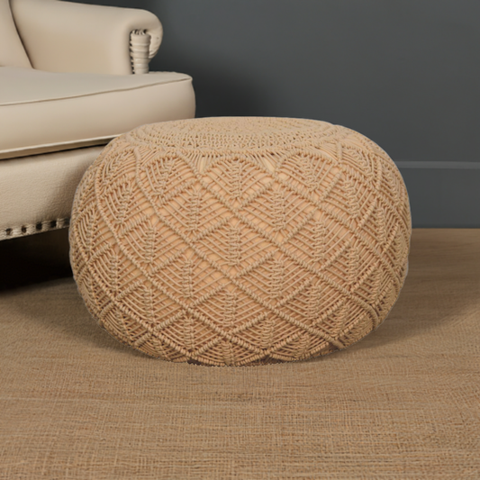 Ansley Beige Pouffe