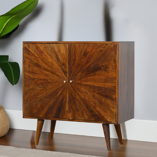 Solid Wood Chestnut Sunrise Sideboard Cabinet