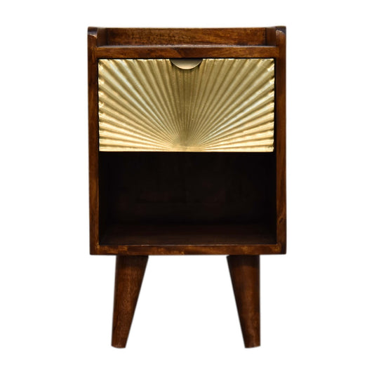 Mini Manila Gold 1 Drawer Bedside Table Night Stand