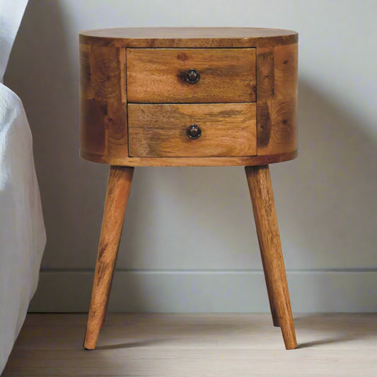 Mini Oak-ish Rounded Bedside Table