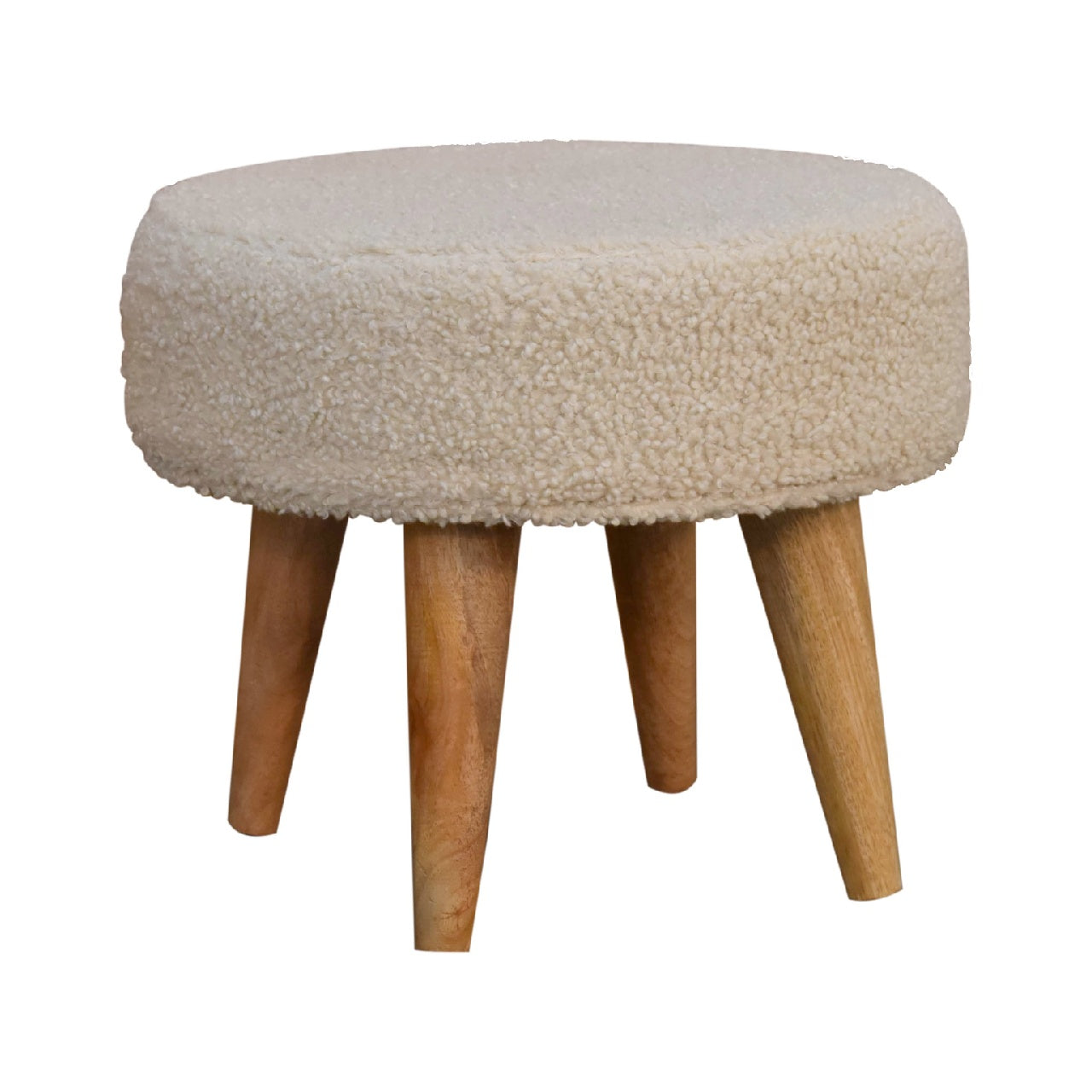 Cream 100% cotton Boucle Petite Footstool