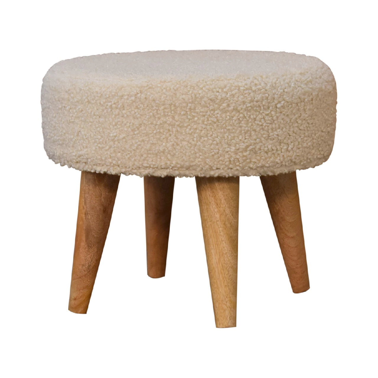 Cream 100% cotton Boucle Petite Footstool