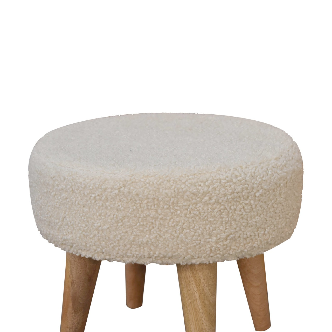 Cream 100% cotton Boucle Petite Footstool