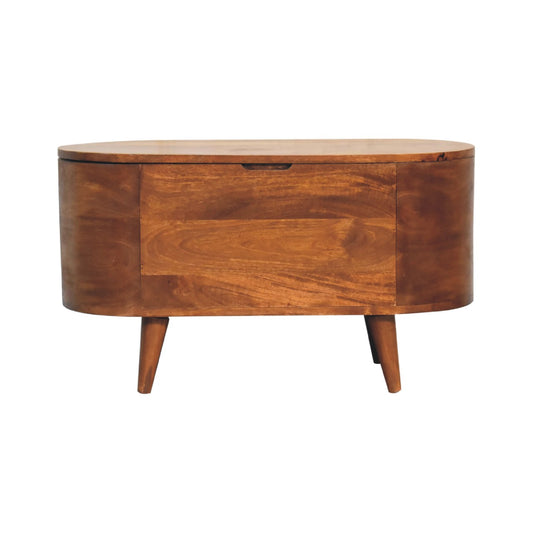 Chestnut Rounded Oval Lid up Blanket Box