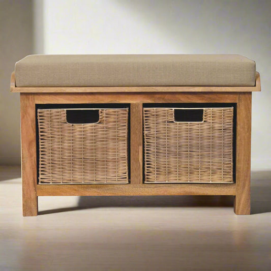 Rattan Basket Linen Bench