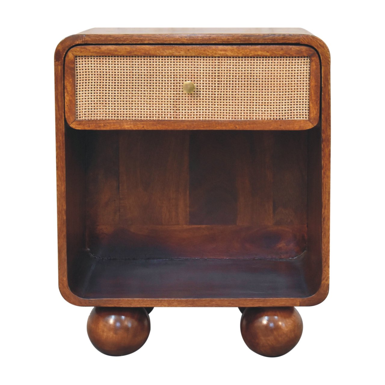 Chestnut Open Woven Bedside Cabinet Nightstand