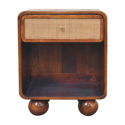 Chestnut Open Woven Bedside Cabinet Nightstand