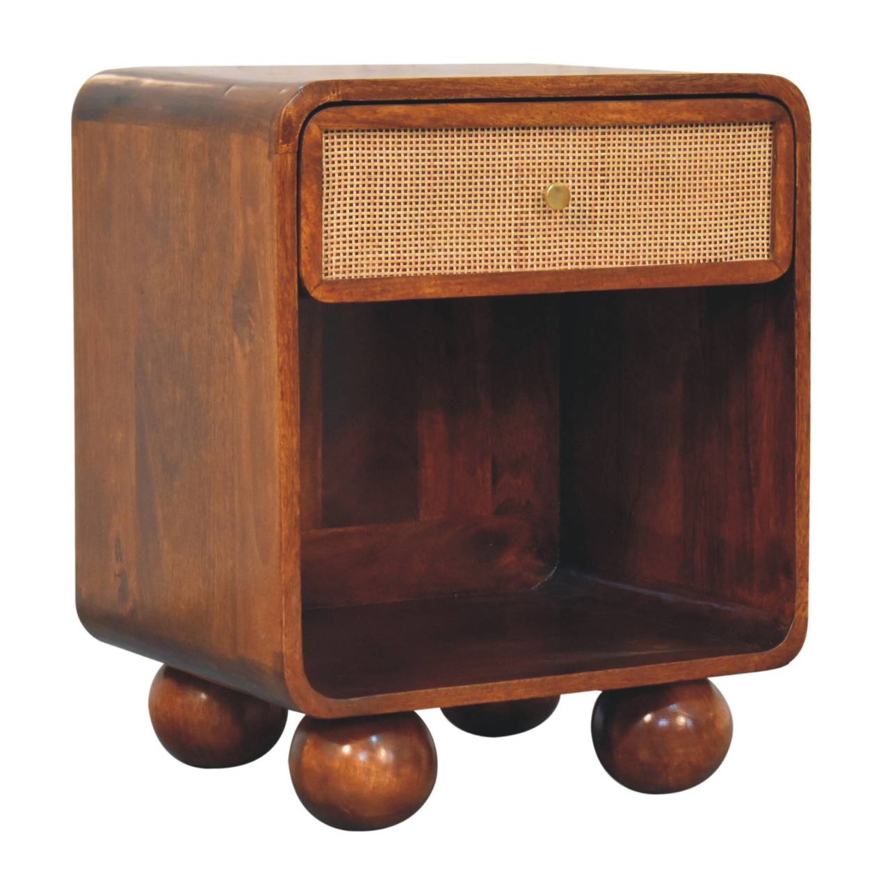 Chestnut Open Woven Bedside Cabinet Nightstand
