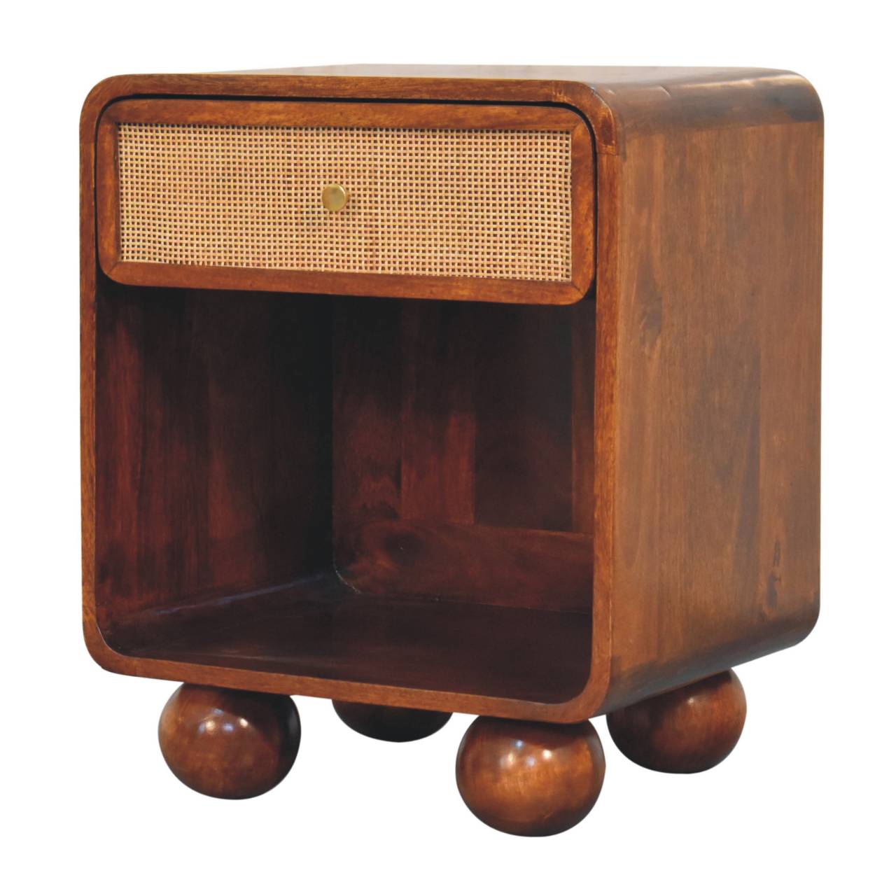 Chestnut Open Woven Bedside Cabinet Nightstand