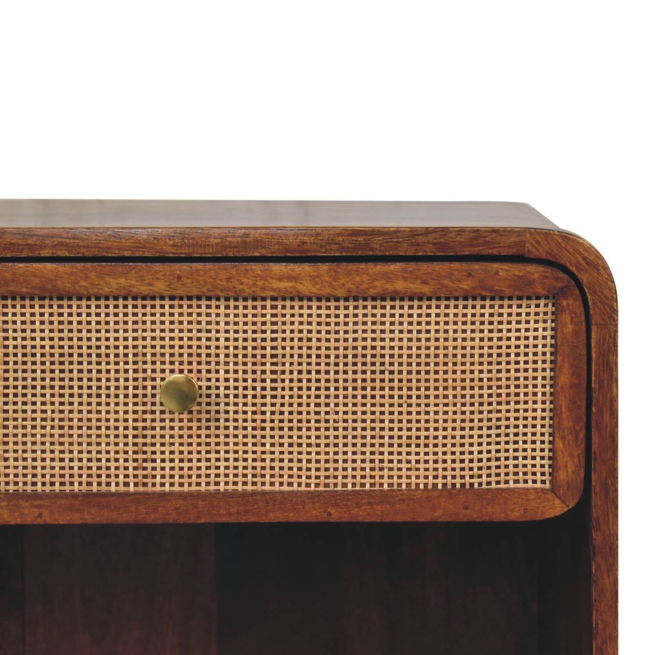 Chestnut Open Woven Bedside Cabinet Nightstand