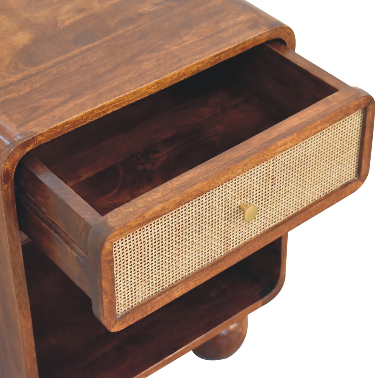 Chestnut Open Woven Bedside Cabinet Nightstand