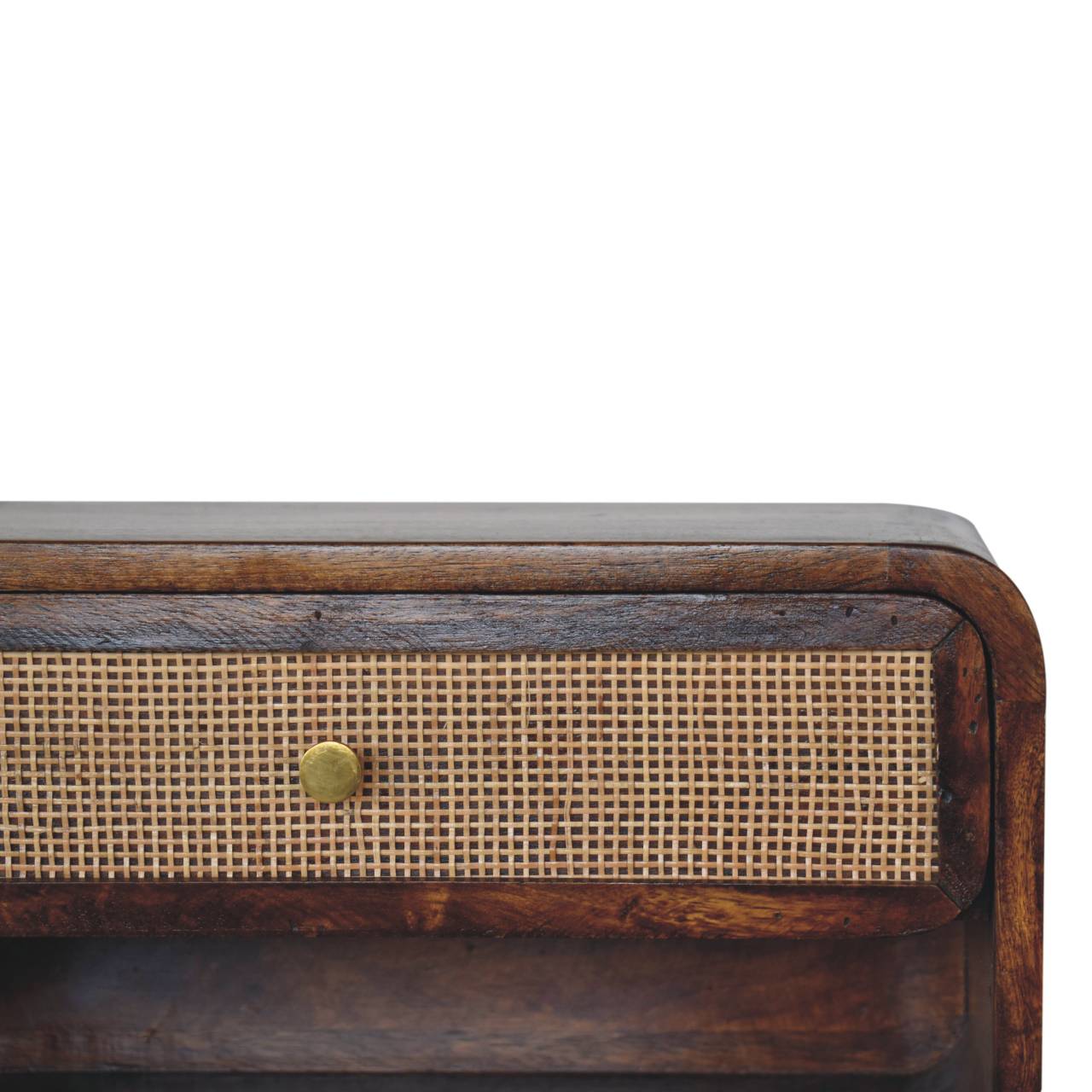 Chestnut Wall Mounted Open Woven Bedside Table Night Stand
