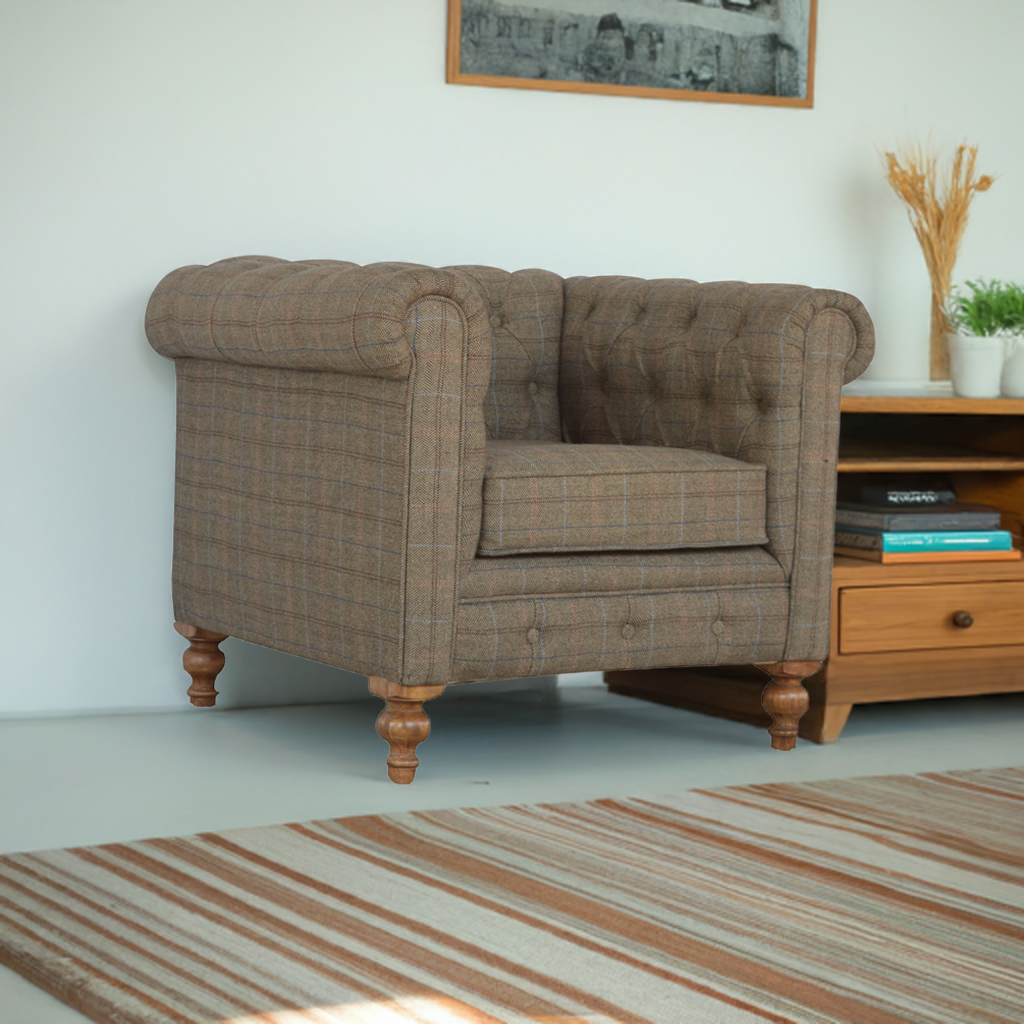 Chesterfield Multi Tweed Armchair