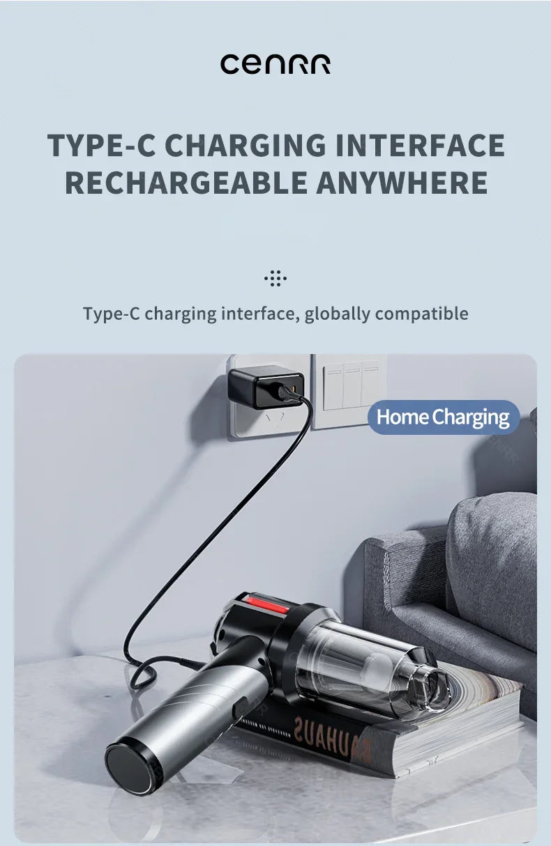 CENRR 998000PA Car Vacuum Cleaner Strong Suction Powerful Handheld Wireless Vacuum Cleaner Mini Blower for Home Appliance