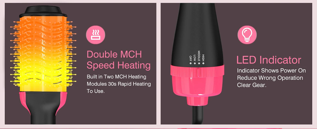 LISAPRO 2 IN 1 One Step Hair Dryer and Volumizer Hair Straightener Hot Air Brush Hair Curler Hair Beauty and Health Styling