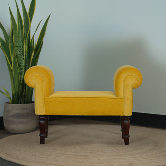 Mini Mustard Velvet Bench