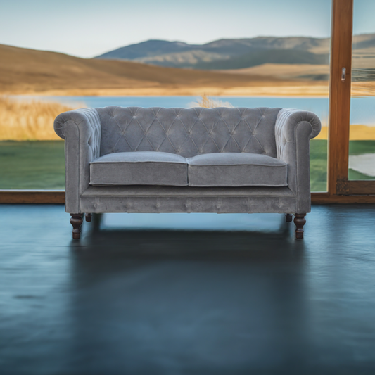Grey Velvet Chesterfield Sofa