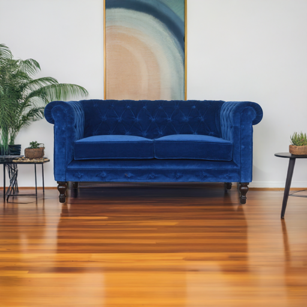 Royal Blue Velvet Chesterfield Sofa