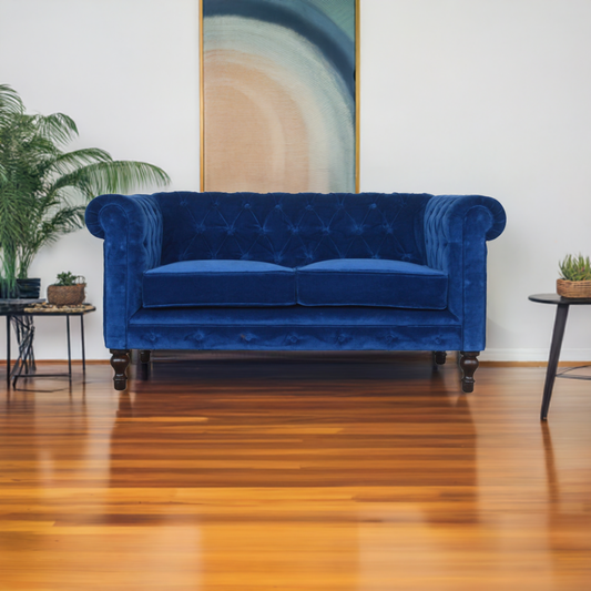 Royal Blue Velvet Chesterfield Sofa