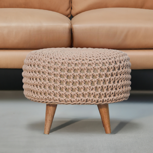 Keeva Beige Oblong Footstool