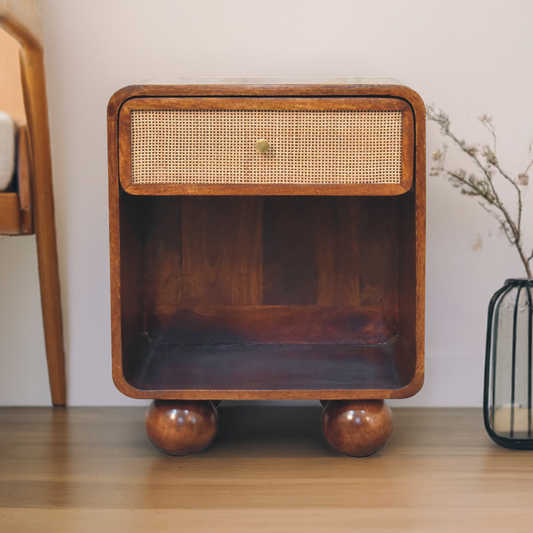 Chestnut Open Woven Bedside Cabinet Nightstand
