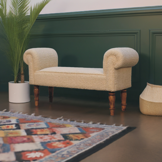 Boucle Cream Bench