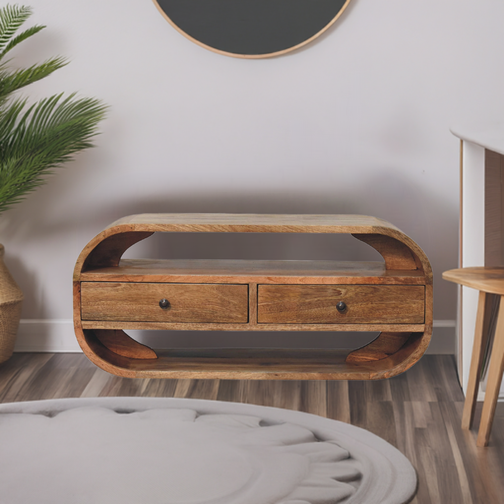 2 Drawer Curved Edge Media Unit