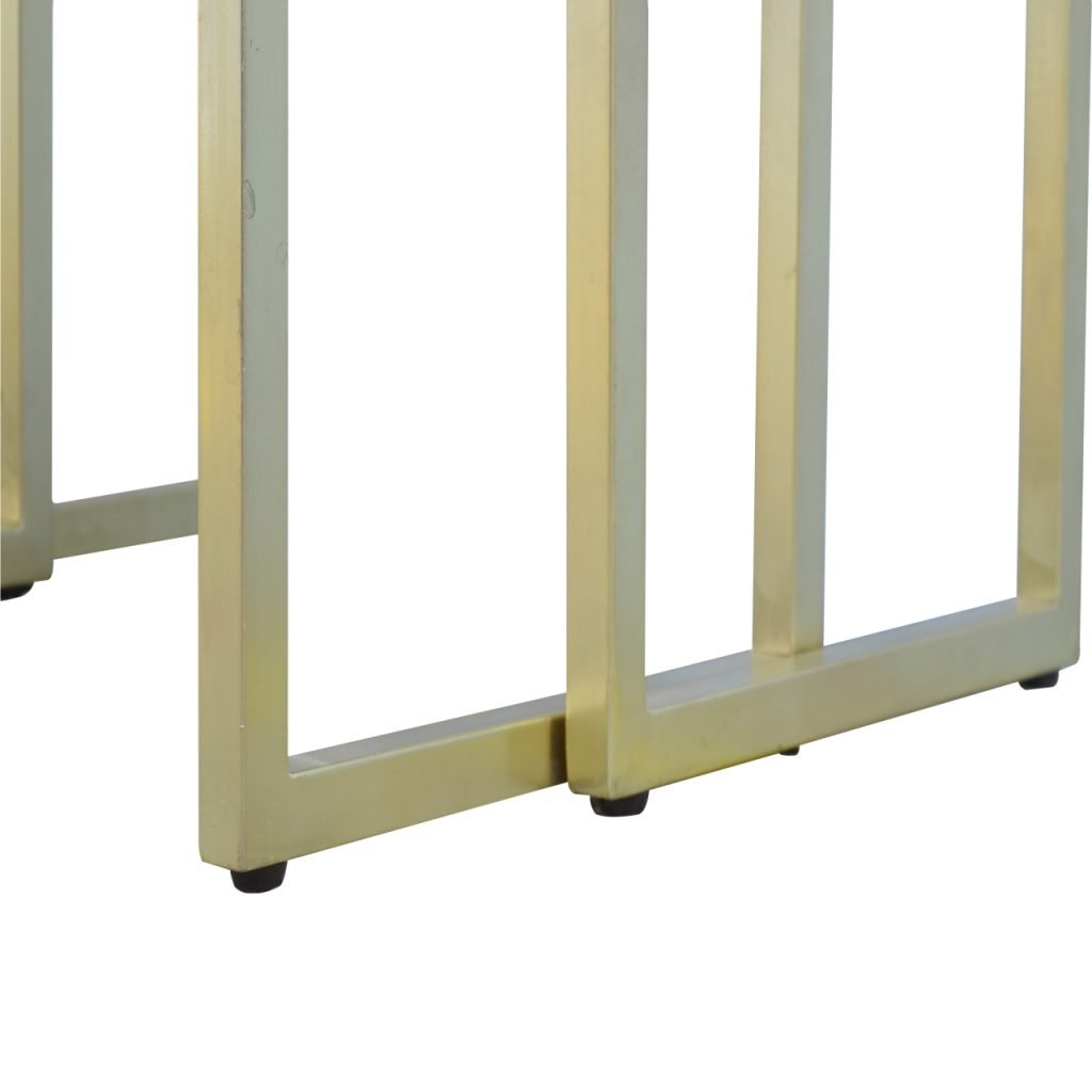 Chunky Long Gold Iron Leg Table Set of 3