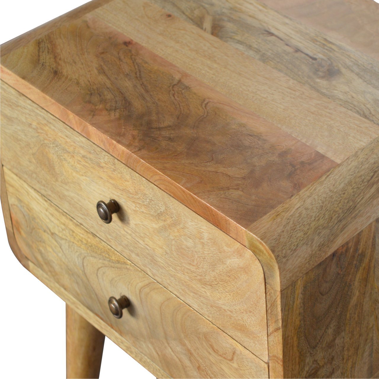 Curved Oak Bedside Table – Solid Wood, Handmade in Natural Finish