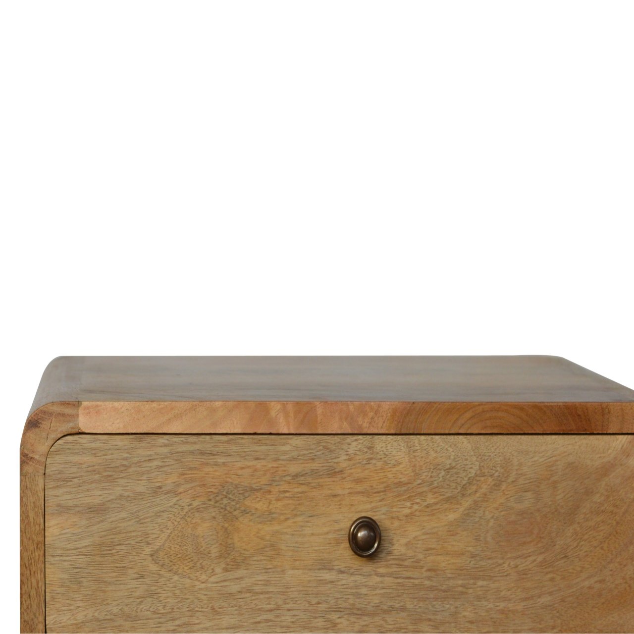 Curved Oak Bedside Table – Solid Wood, Handmade in Natural Finish