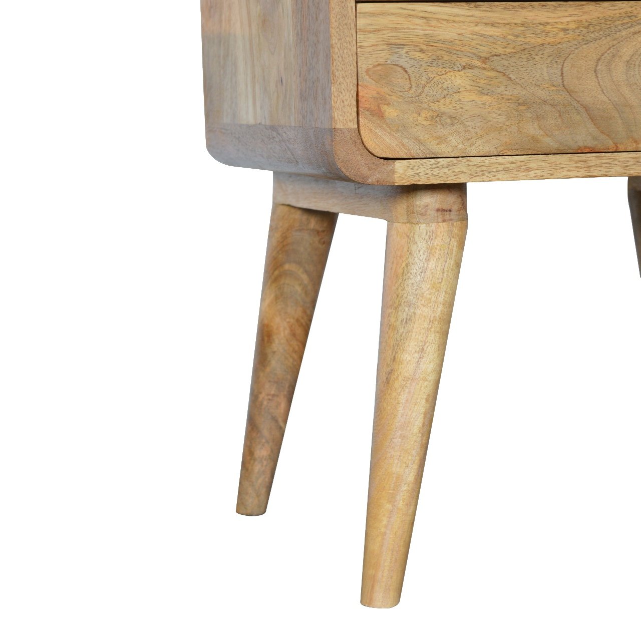 Curved Oak Bedside Table – Solid Wood, Handmade in Natural Finish