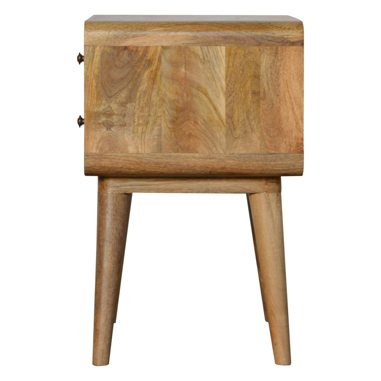 Curved Oak Bedside Table – Solid Wood, Handmade in Natural Finish