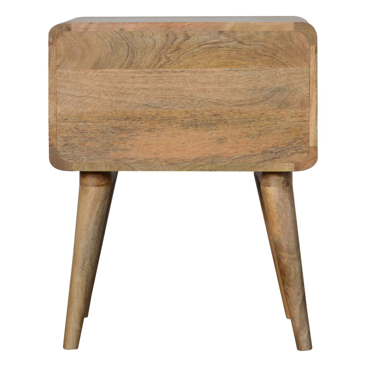 Curved Oak Bedside Table – Solid Wood, Handmade in Natural Finish