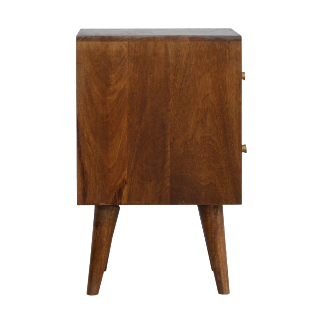Chestnut Cube Carved Bedside Table Night Stand