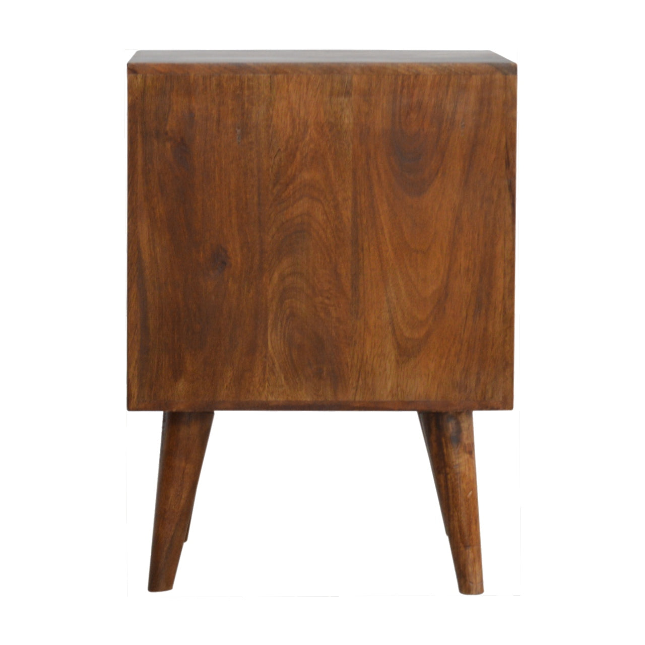 Chestnut Cube Carved Bedside Table Night Stand