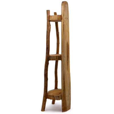 Natural Teak Corner Unit 3 Shelves - 90cm high