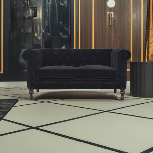 Black Velvet Chesterfield Sofa