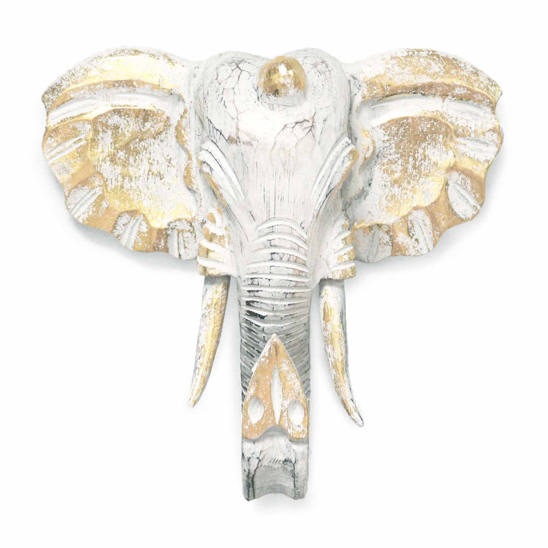 Large Elephant Head - Gold & Grey