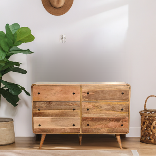 Large Curved Oak-ish Chest Of Draws